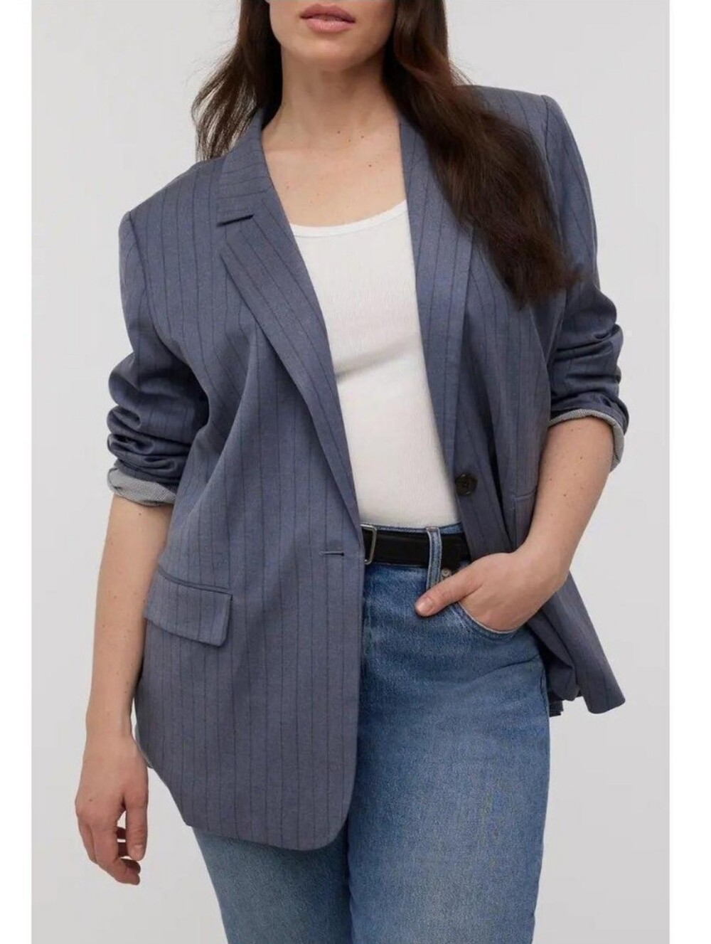 Madewell Women's Gray Pinstripe Blazer Sz 12
